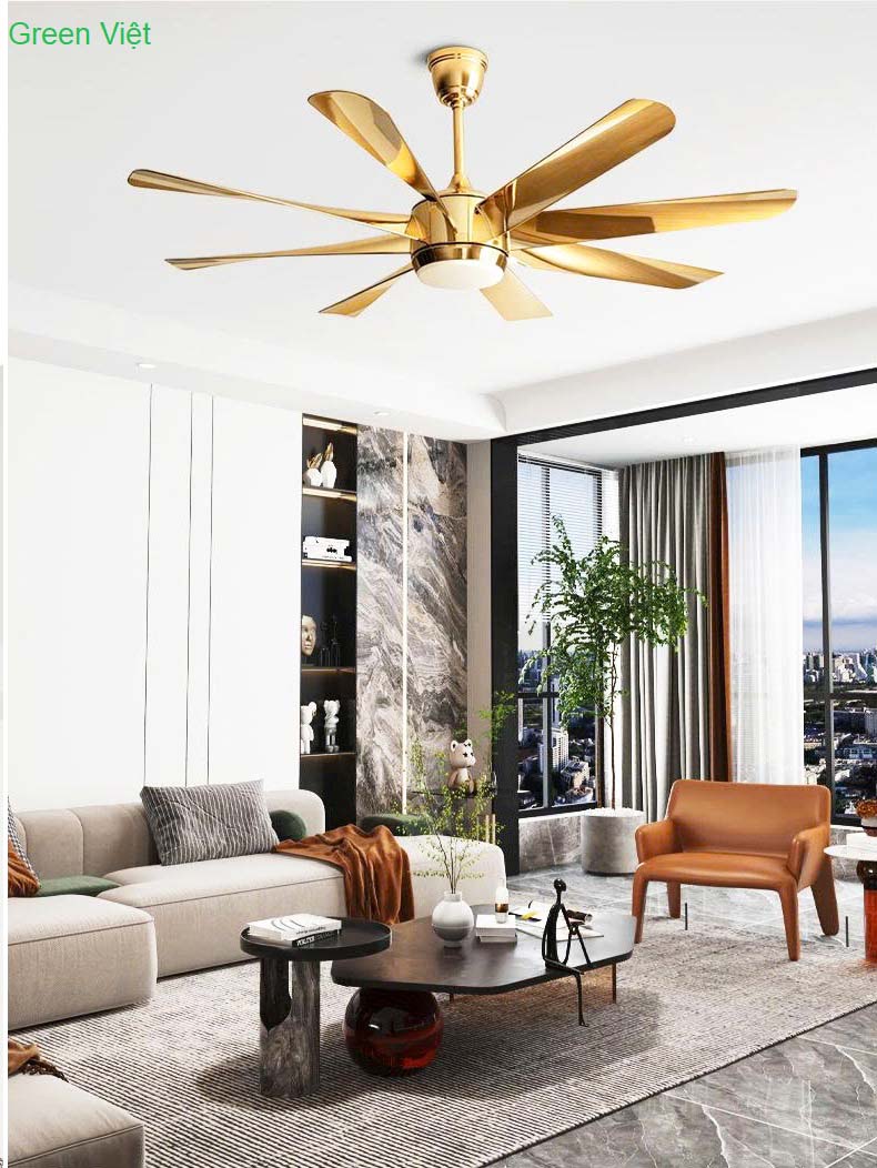 Quạt trần đèn trang trí CD184 Mạ Vàng Chất Lượng Green Việt