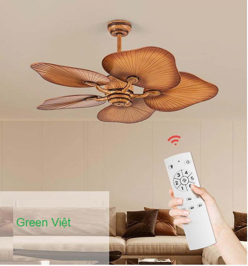 Quạt trần đèn trang trí phòng khách QTDP25 hình tai voi đẹp