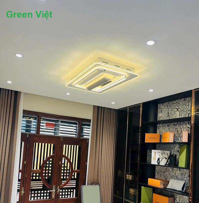 Quạt Trần Đèn Trang Trí QTDS01 Sát Trần Hiện Đại