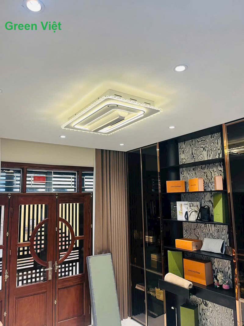 Quạt Trần Đèn Trang Trí QTDS01 Sát Trần Hiện Đại