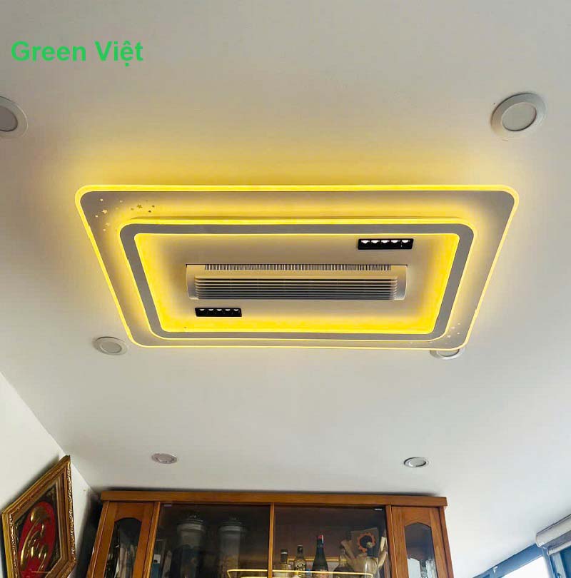 Quạt Trần Đèn Trang Trí QTDS01 Sát Trần Hiện Đại