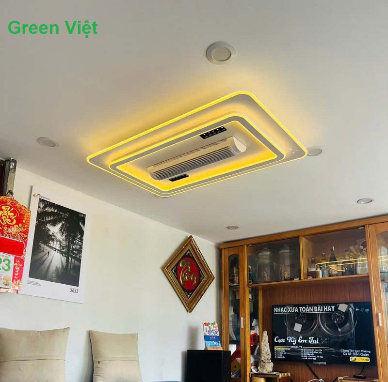 Quạt Trần Đèn Trang Trí QTDS01 Sát Trần Hiện Đại