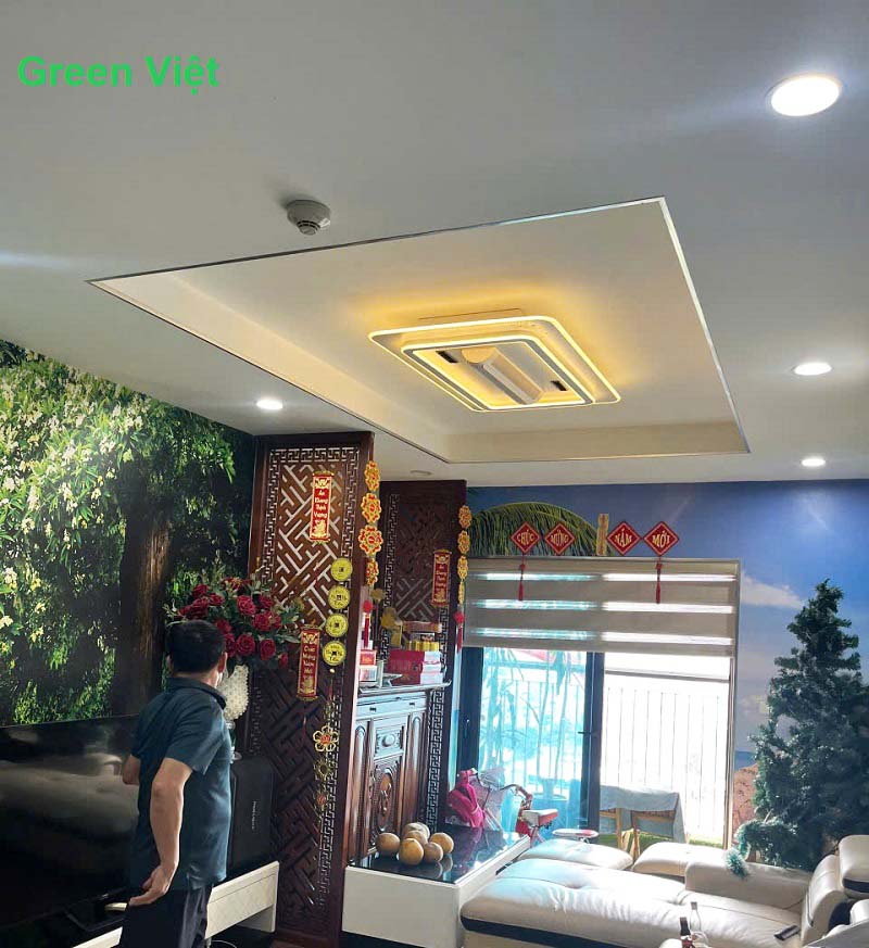 Quạt Trần Đèn Trang Trí QTDS01 Sát Trần Hiện Đại