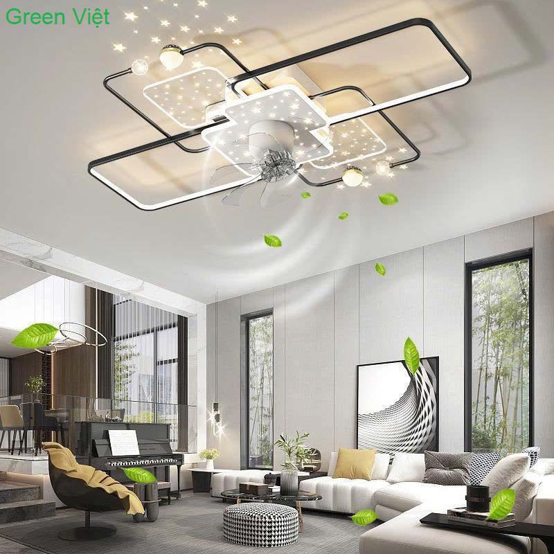 Quạt Trần Đèn Trang Trí QTHD02 Phòng Khách Ốp Trần