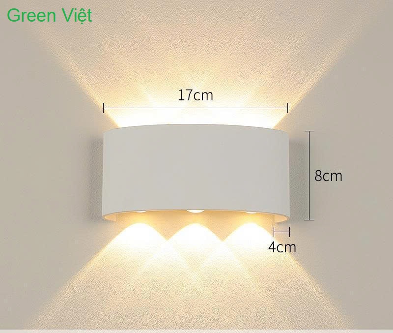 Đèn gắn tường trang trí 6 tia vỏ trắng DGT-03