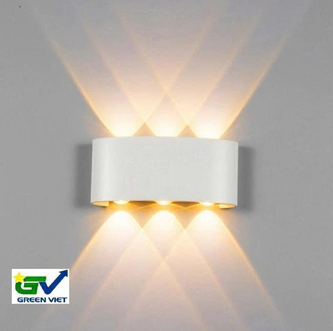 Đèn gắn tường trang trí 6 tia vỏ trắng DGT-03