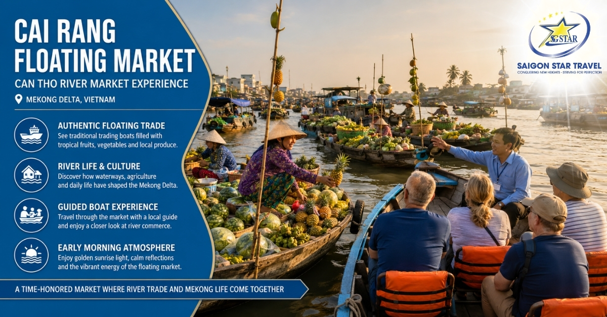 Cai Rang Floating Market during a multi-day Mekong Delta tour in Can Tho