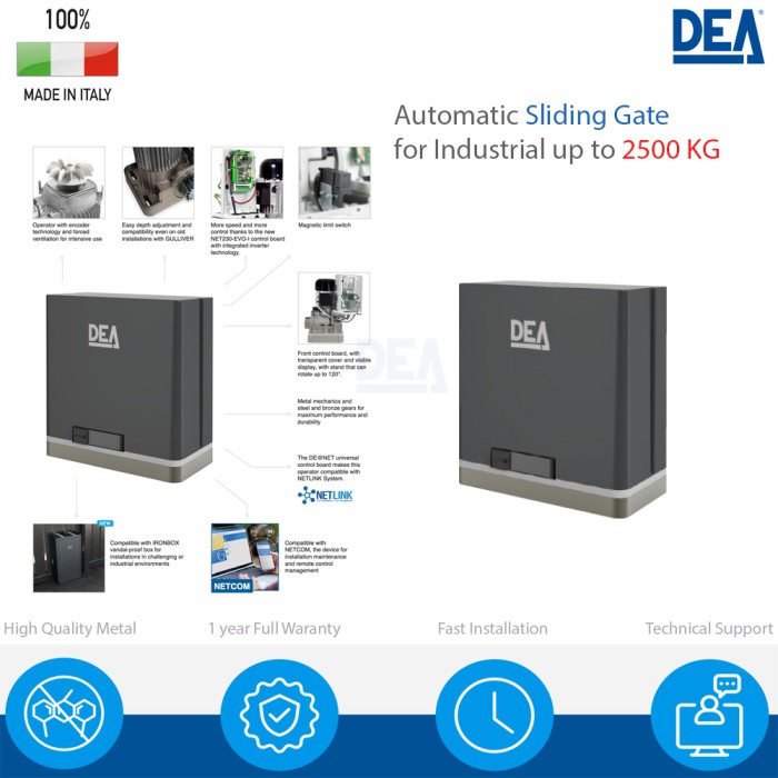 Motor cổng lùa Dea Gullver N/M 2500Kg 230V