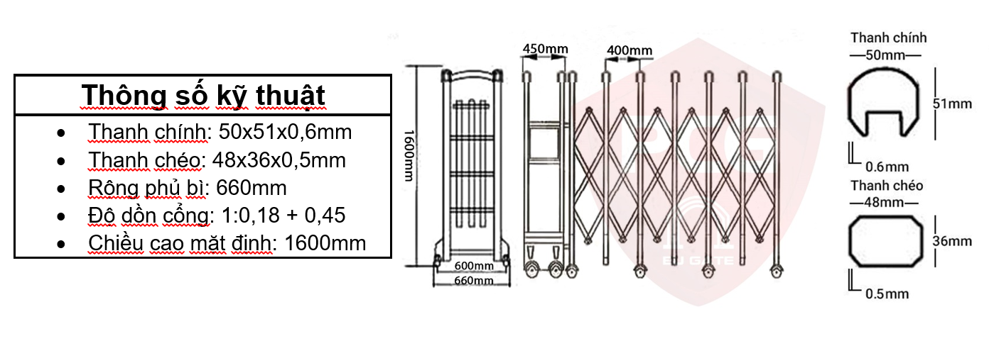 Cổng xếp inox P006