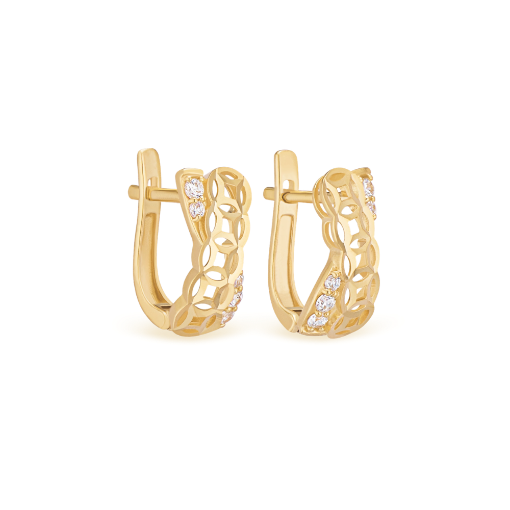 Bông tai vàng 18K đính đá Sapphire