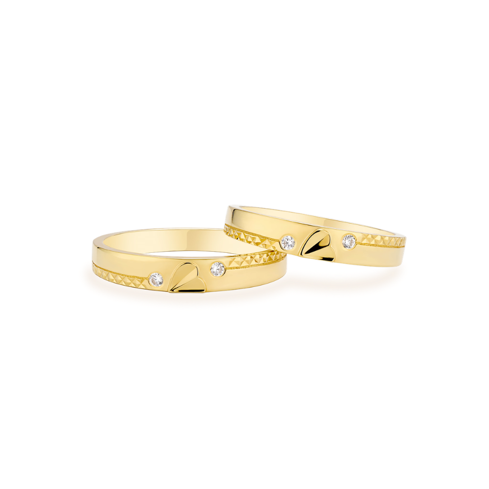 Nhẫn cưới vàng 18k đính kim cương tự nhiên