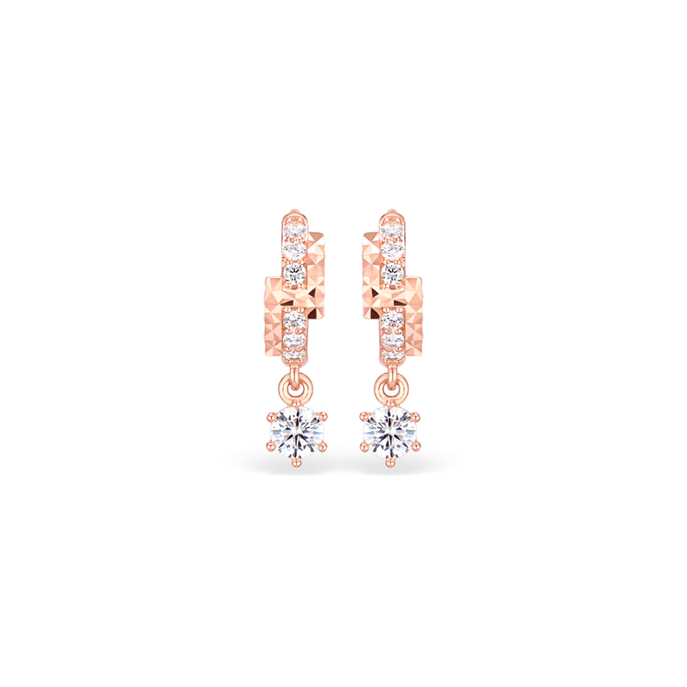 Bông tai vàng hồng 18K đính đá Ruby