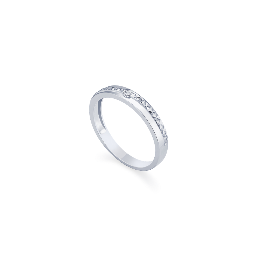 Nhẫn cưới vàng trắng 18k hiện đại