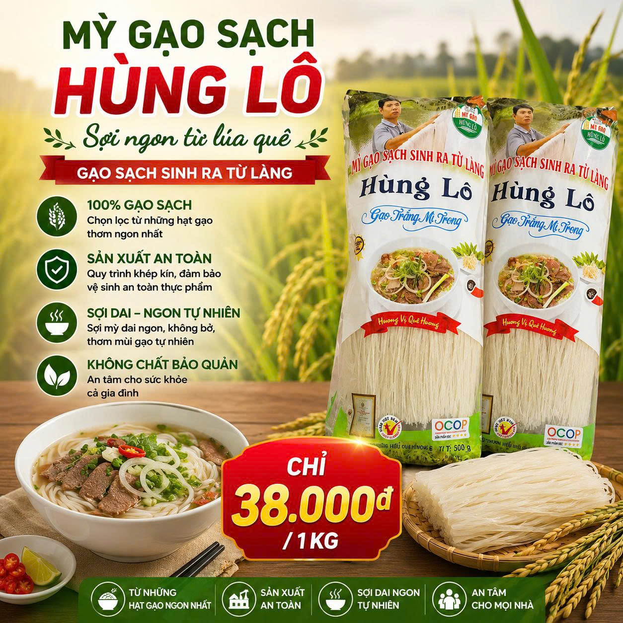 Mỳ gạo sạch khổng lồ
