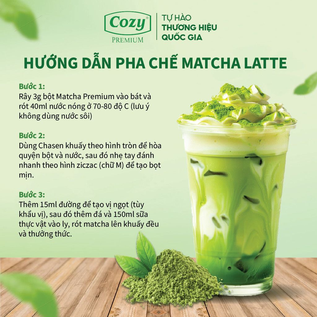 Bột Matcha Trà Xanh Cozy Dùng Trong Pha Chế Gói 100g