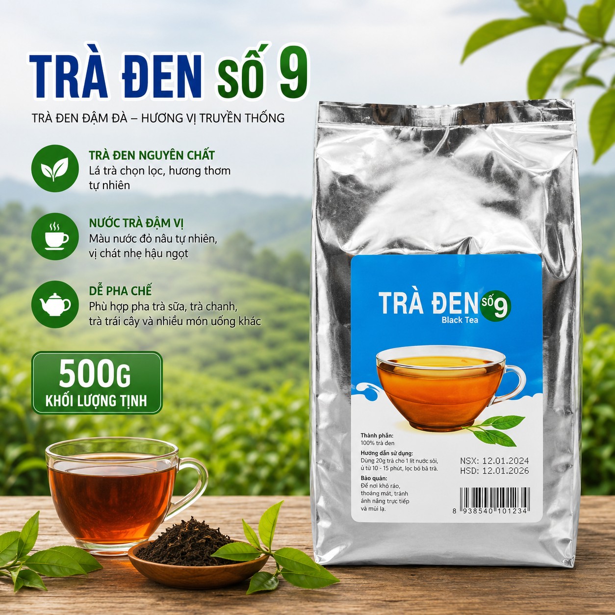 Trà Đen Số 9 Gói 500g Nguyên Liệu Pha Chế
