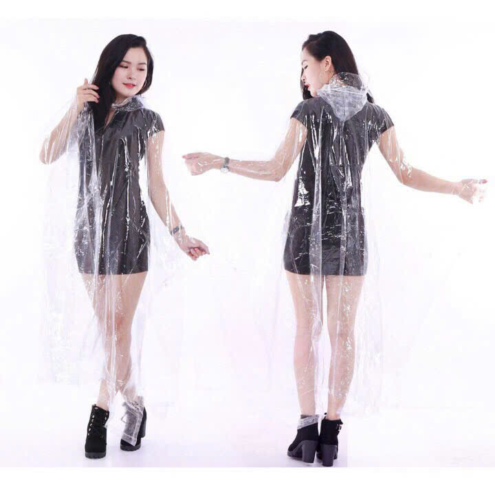 Áo mưa choàng trong suốt cánh dơi 1 đầu thủ đô xanh