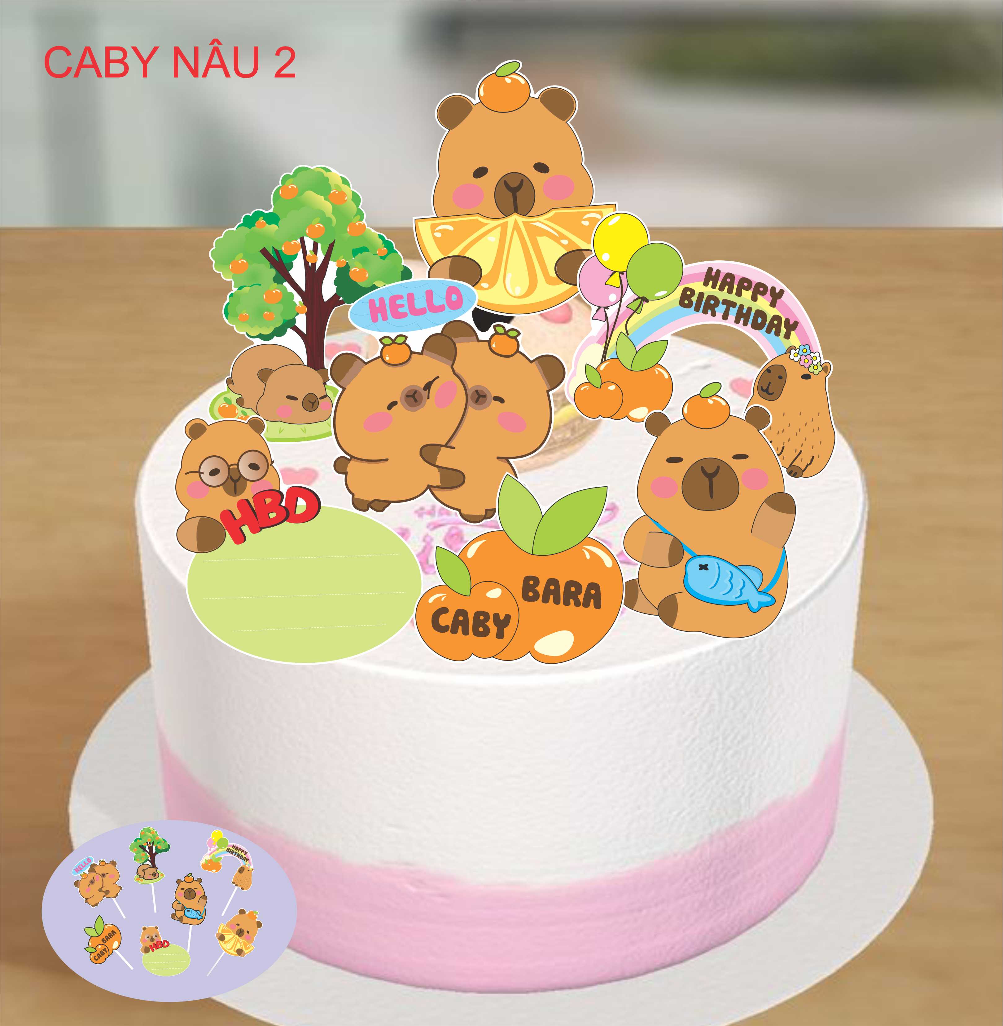 SET CẮM GIẤY CABY BARA NÂU 2