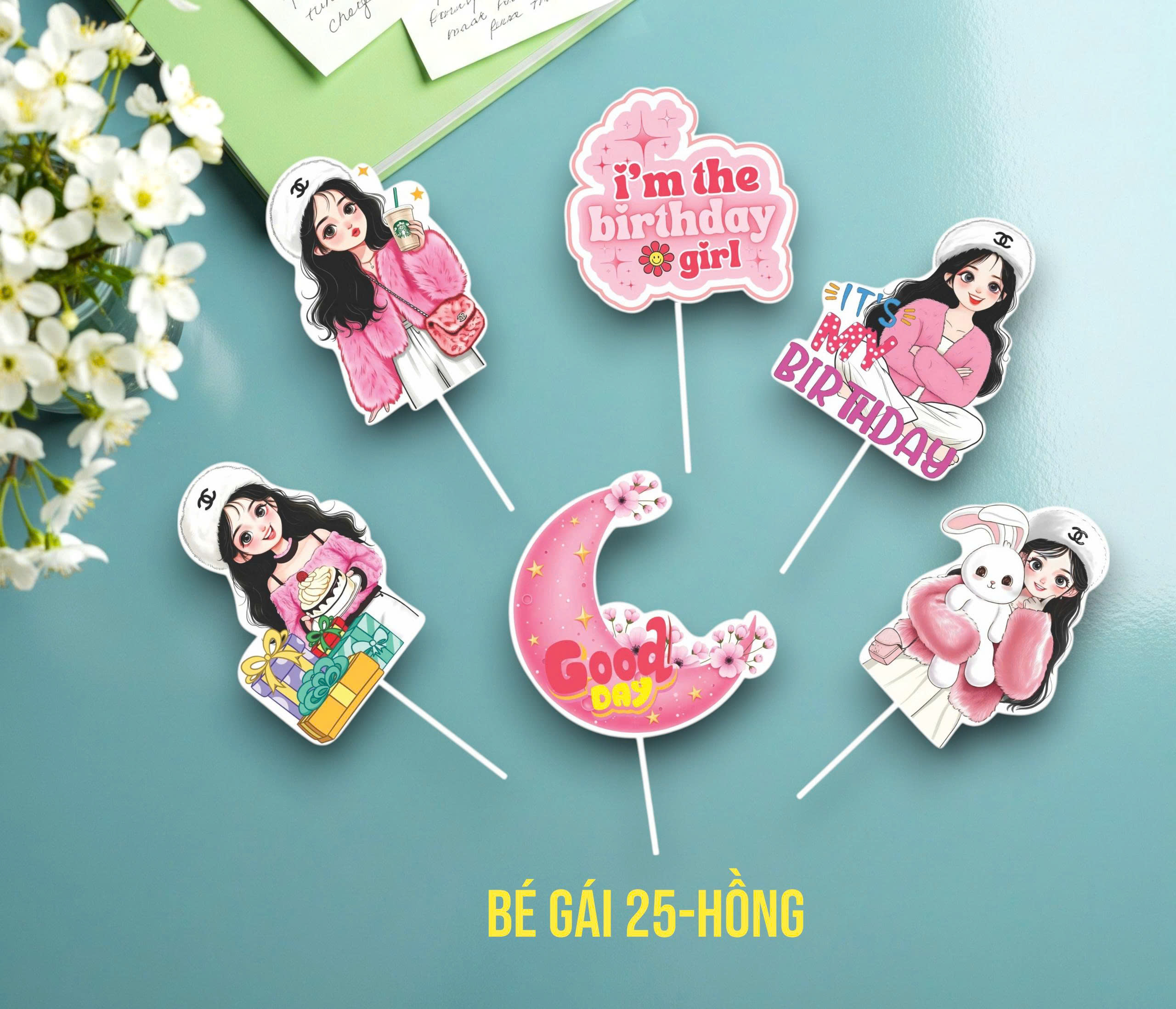 SET CẮM GIẤY BÉ GÁI 25 HỒNG