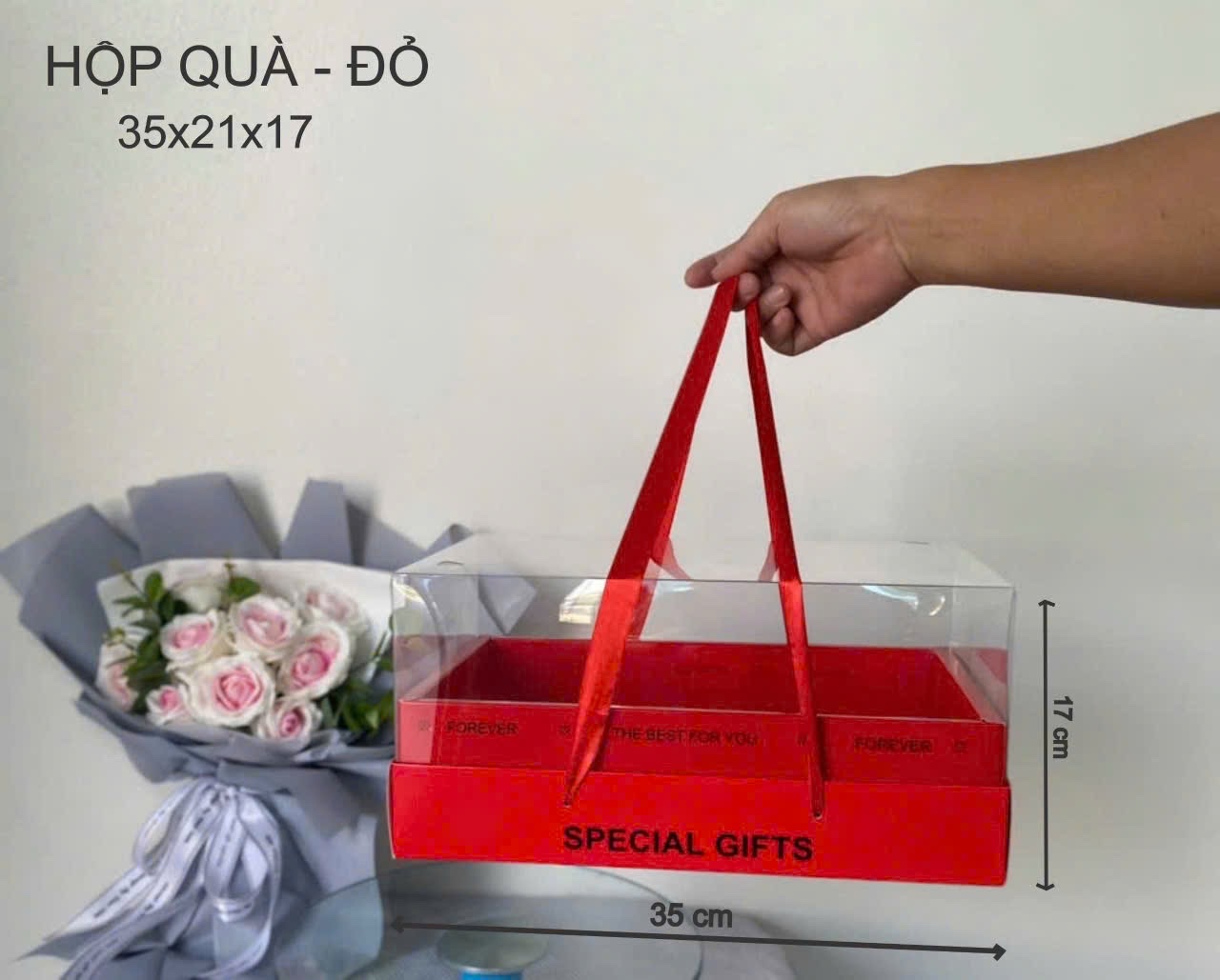 Hộp Hoa Quả Đỏ Size 35x21x17cm