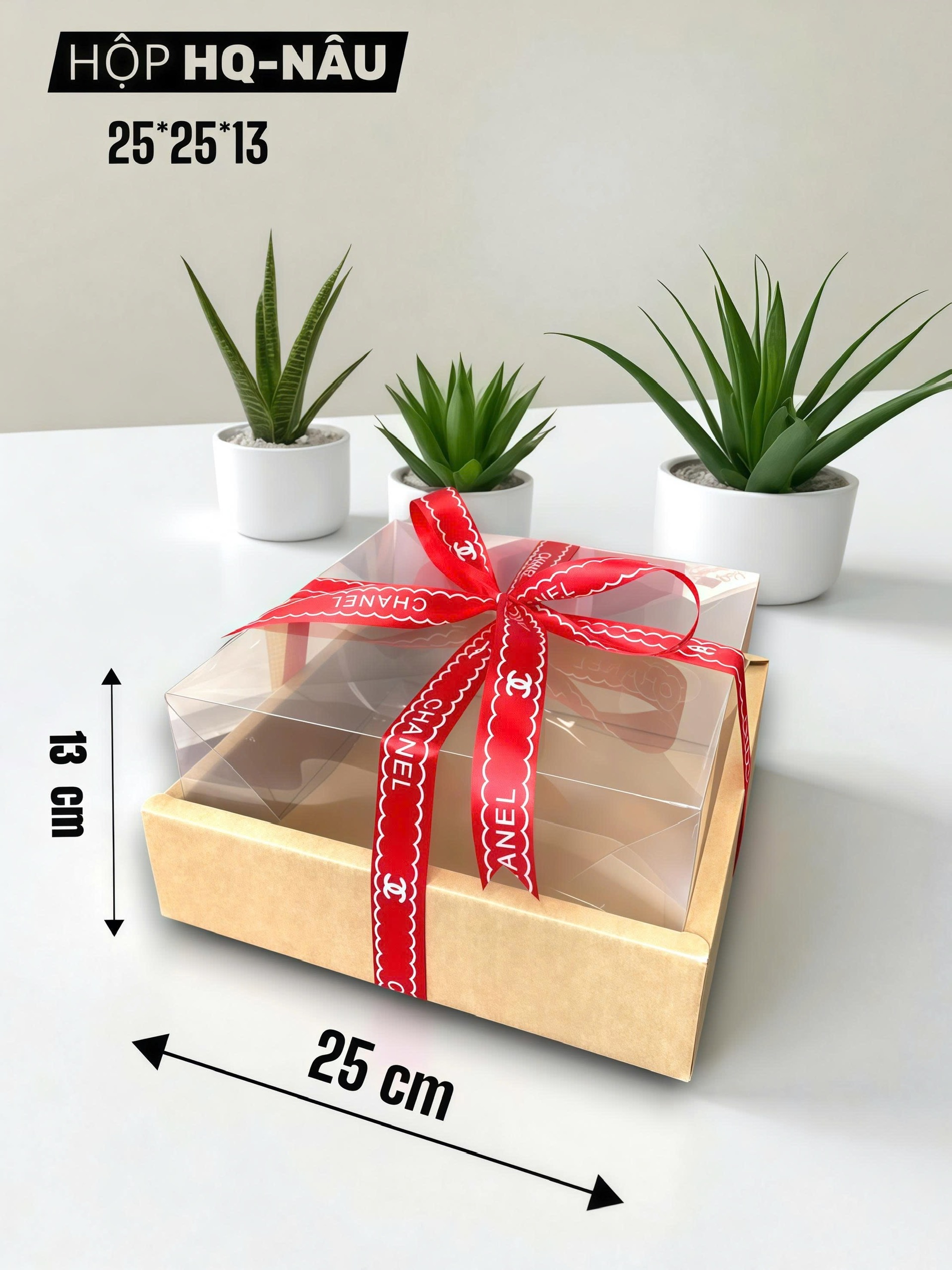 Hộp Hoa Quả Nâu Size 25x25x13cm