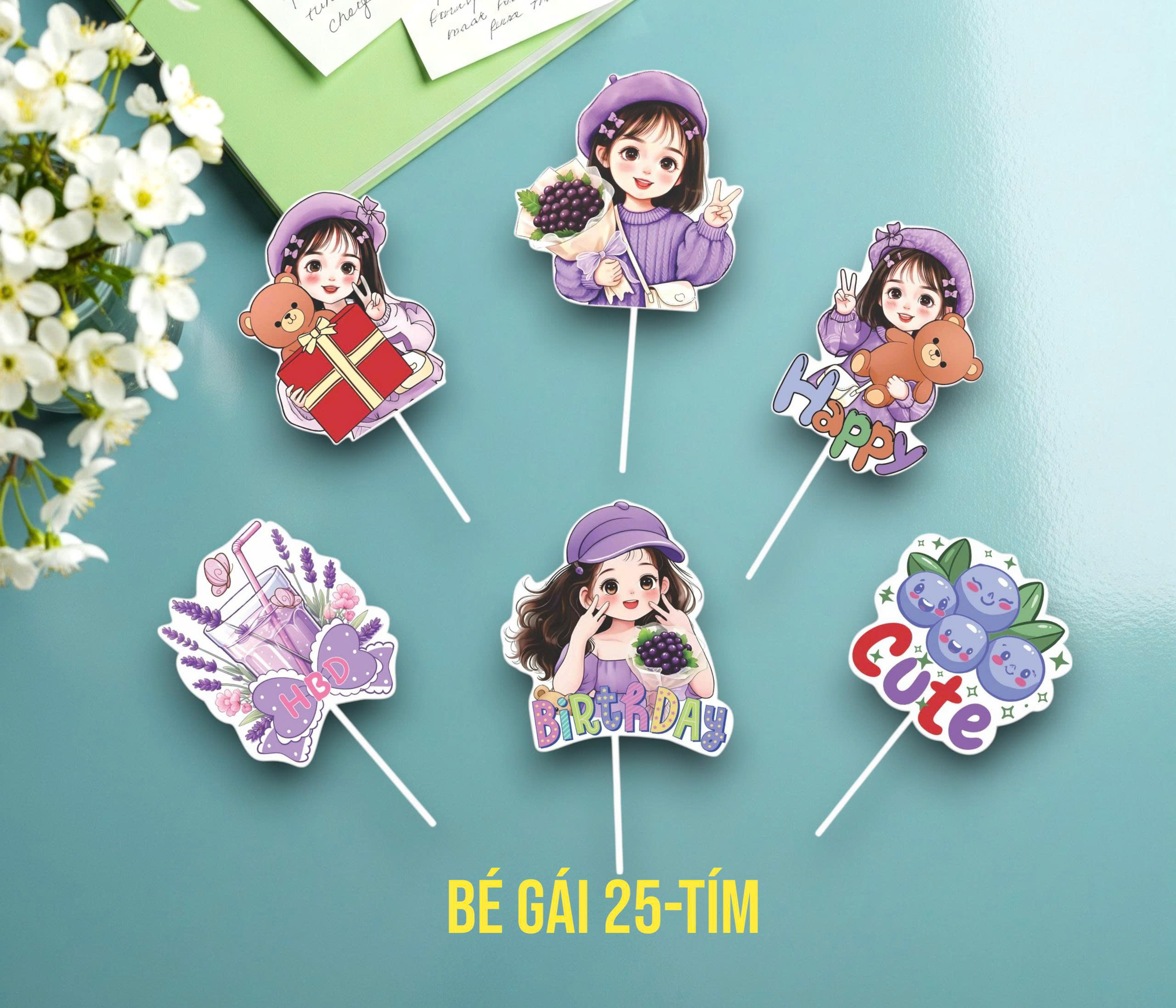 SET CẮM GIẤY BÉ GÁI 25 TÍM