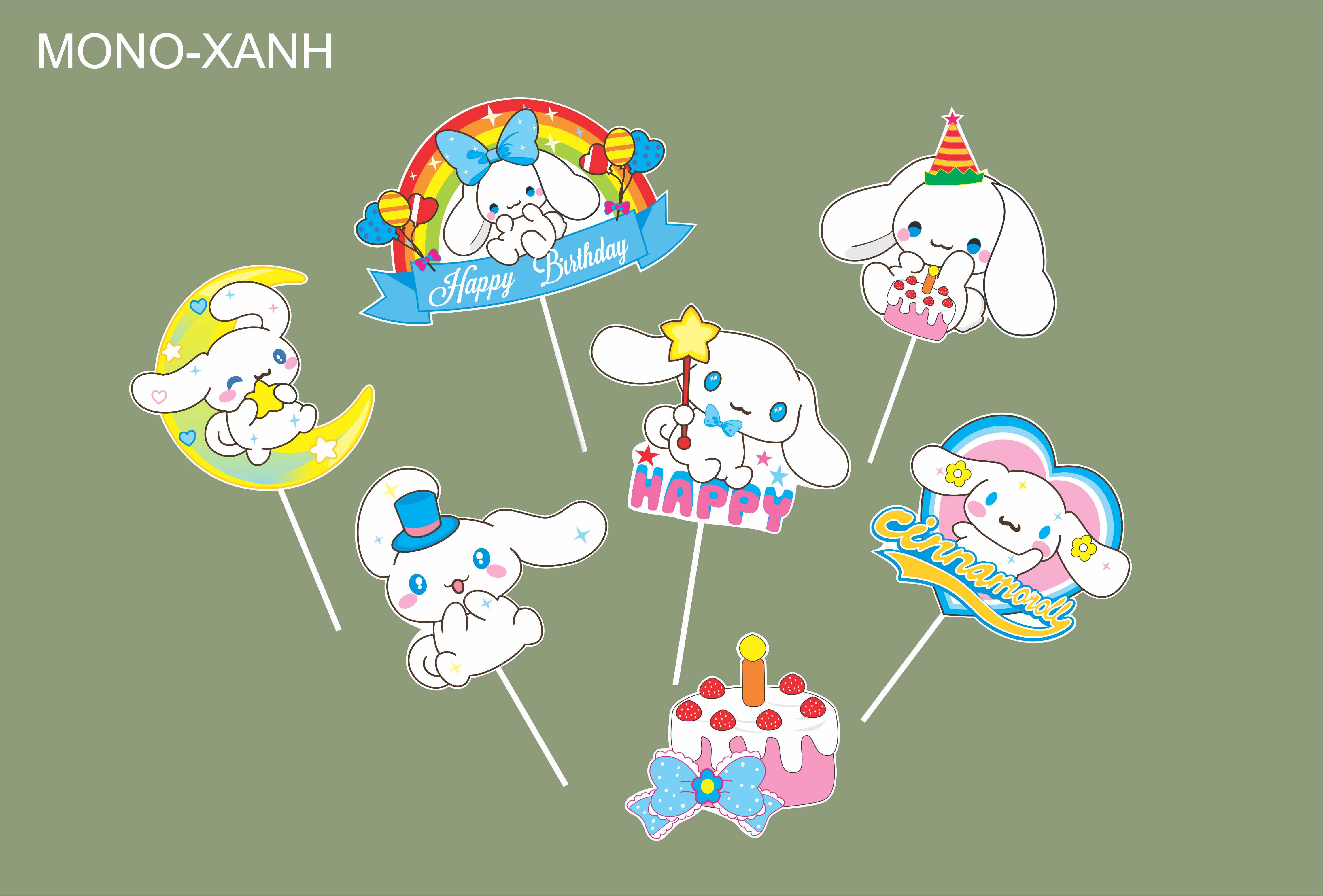SET CẮM GIẤY THỎ MONO XANH