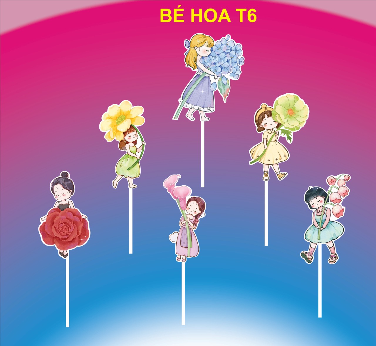 SET CẮM GIẤY BÉ GÁI HOA T6
