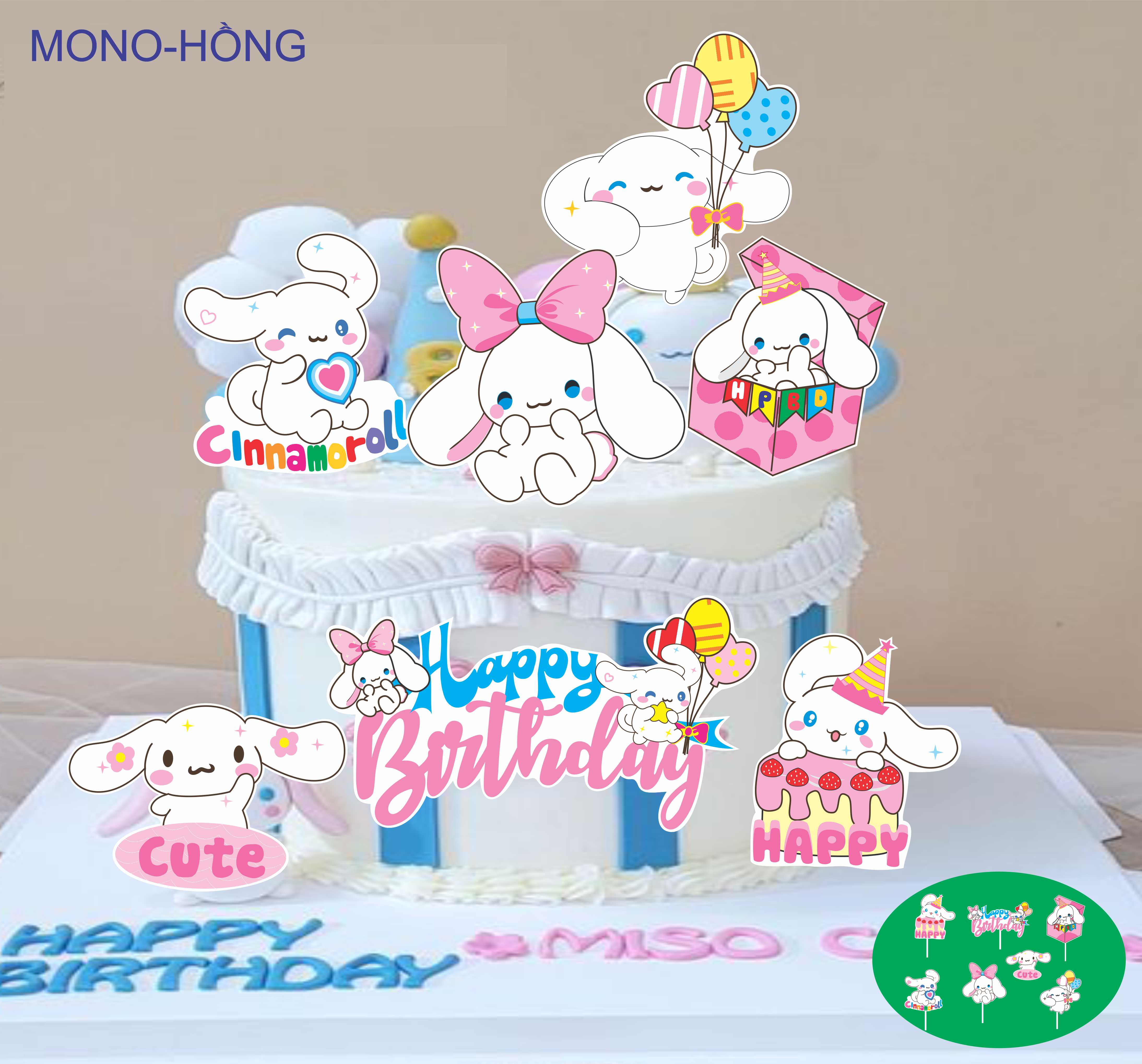 SET CẮM GIẤY THỎ MONO HỒNG