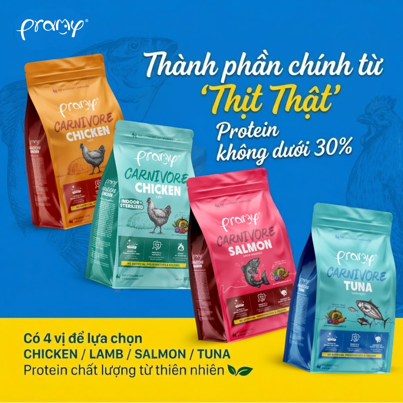Hạt Cho Mèo PRAMY CARNIVORE Vị Cá Ngừ 1kg