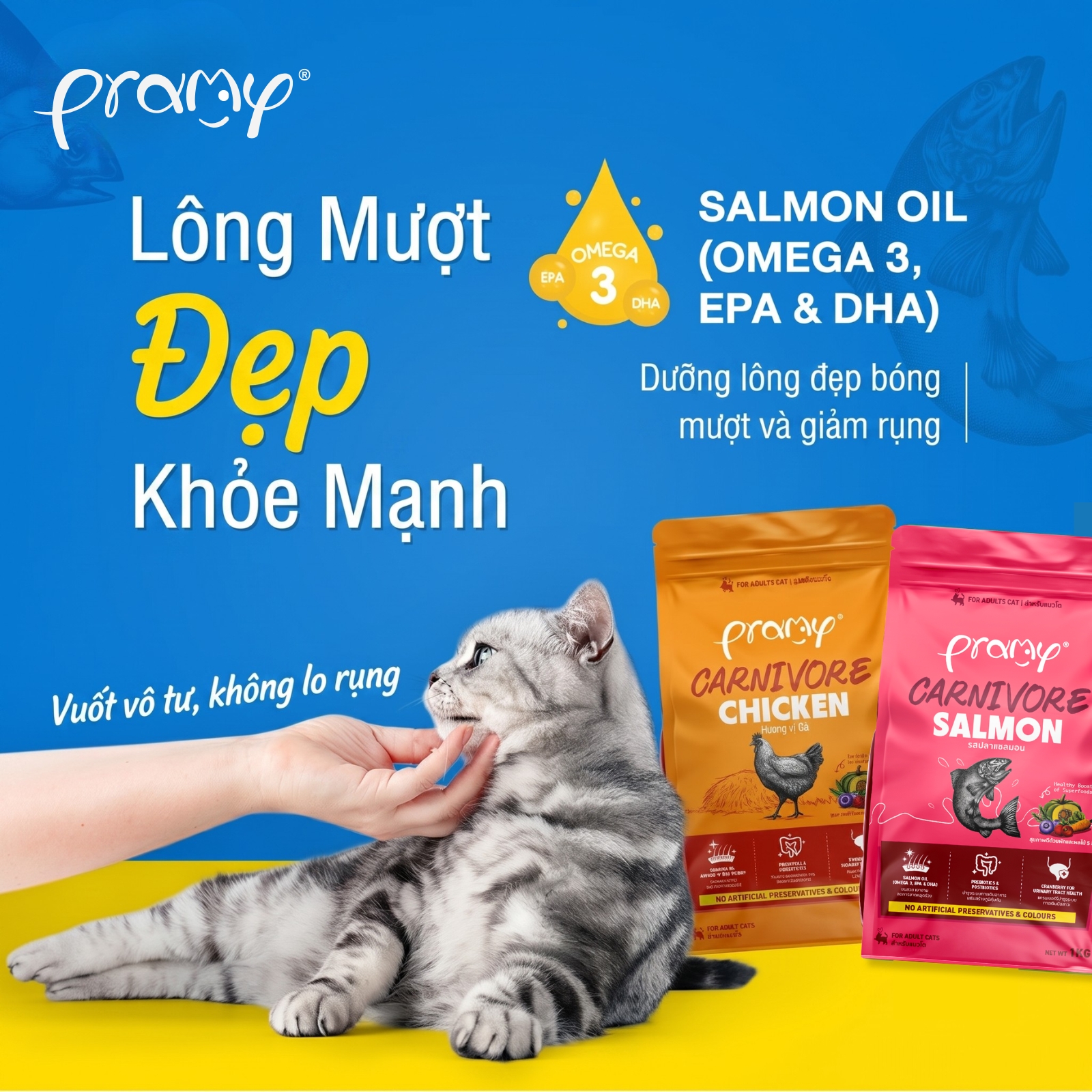 Hạt Cho Mèo PRAMY CARNIVORE Vị Cá Hồi 1kg