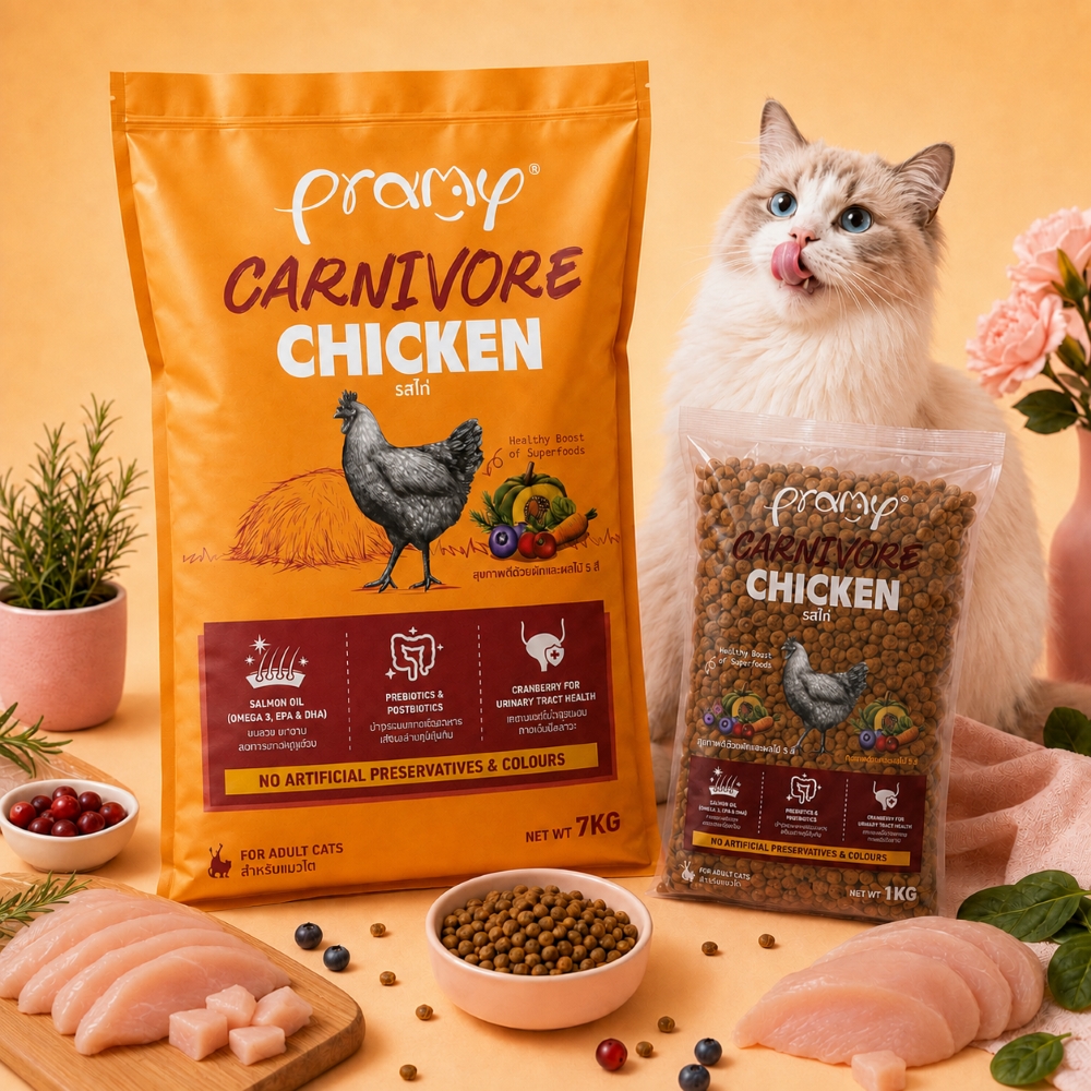Hạt cho mèo giàu đạm PRAMY CARNIVORE Vị Gà 7kg