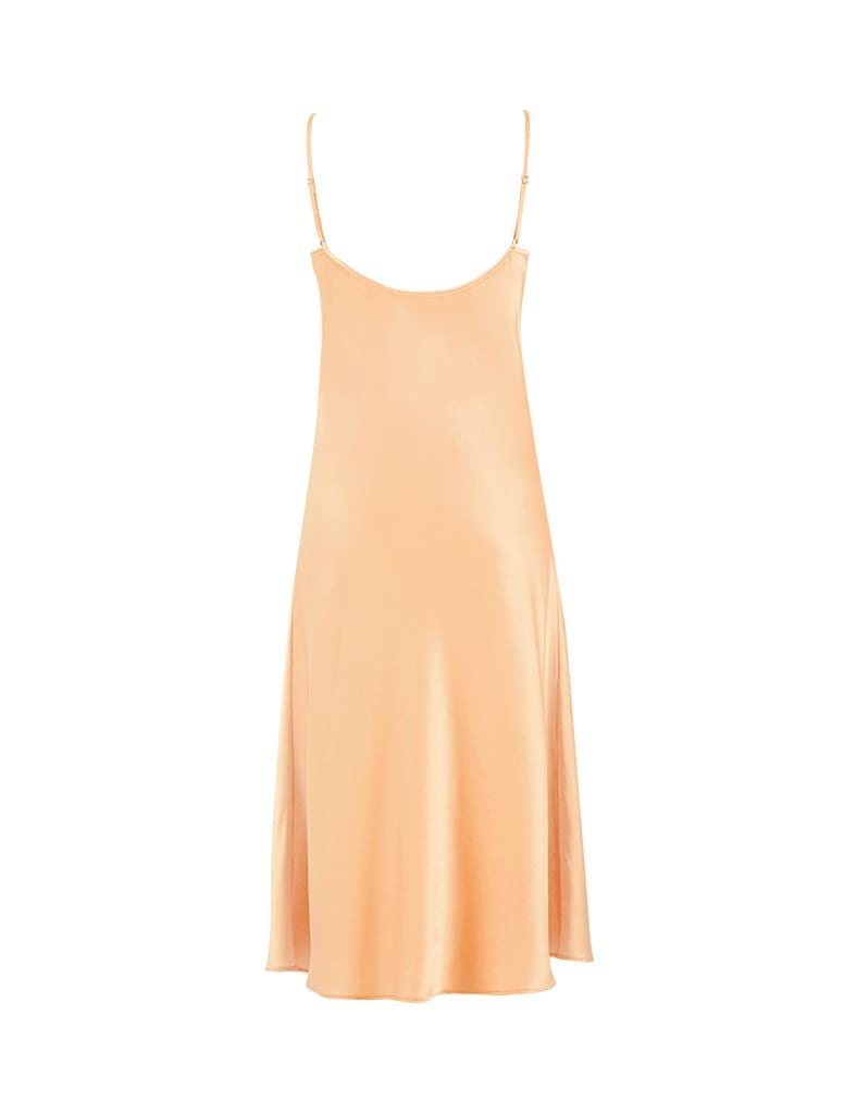 Đầm ngủ lụa satin hai dây phom suông dài