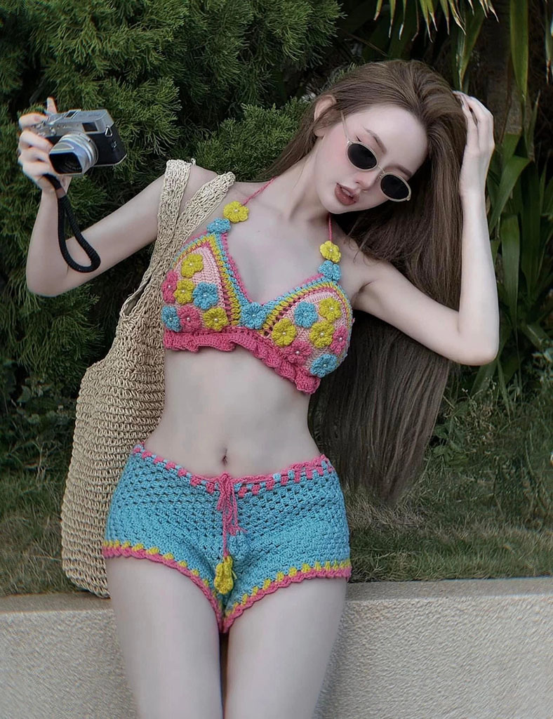 Bikini đi biển len móc dạng quần
