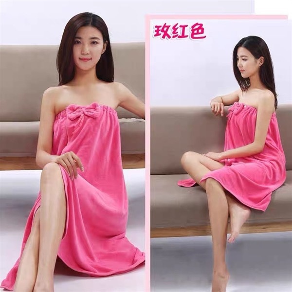 Khăn Choàng Tắm Vải Sợi Siêu Thấm Hút Đính Nơ Dành Cho Nữ màu hồng tl220