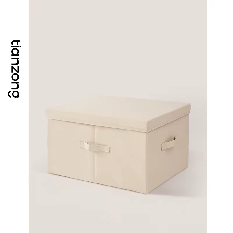 Hộp Vải Đựng Đồ Đa Năng Hàng Cao Cấp Tianzong order chính hãng kèm bill săn sale Đựng Quần Áo Gấp Gọn Có Quai Xách Tiện Lợi kt 50*40*30 màu kem mp56