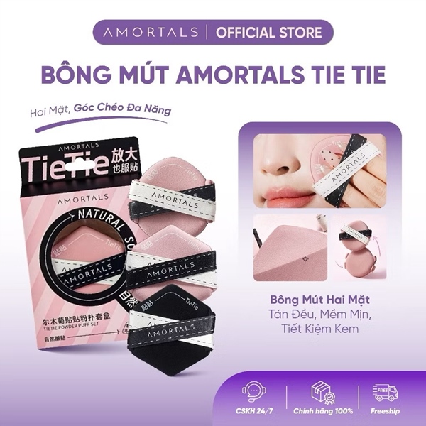 Mút Tán Kem Nền AMORTALS - Set 2 Mút Trang Điểm XL Kèm Hộp Đựng AMORTALS Siêu Mềm Mịn, Không Hút Kem