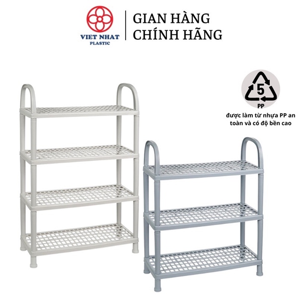 ￼Kệ Để Dép Bằng Nhựa Giá Để Giày Dép 3 4 Tầng Tự Lắp Ghép Việt Nhật 5504 - Việt Nhật Plastic HN TL55