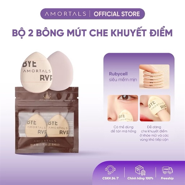 Mút Tán Kem Nền AMORTALS - Set 2 Mút Trang Điểm XL Kèm Hộp Đựng AMORTALS Siêu Mềm Mịn, Không Hút Kem