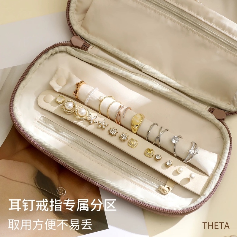 ￼Túi đựng đồ trang sức dung tích lớn du lịch, Bông tai trang sức, Nhẫn, Phân loại và Hộp lưu trữ chính hãng tian zing săn sale kèm bill mp49