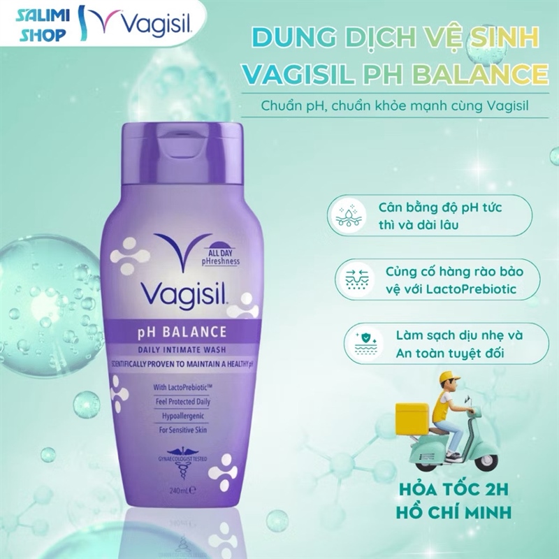 [Chính Hãng] Gel Vệ Sinh Phụ Nữ Vagisil Tím Cân Bằng PH, x2 bảo vệ, ngừa viêm nhiễm 240ml mp74