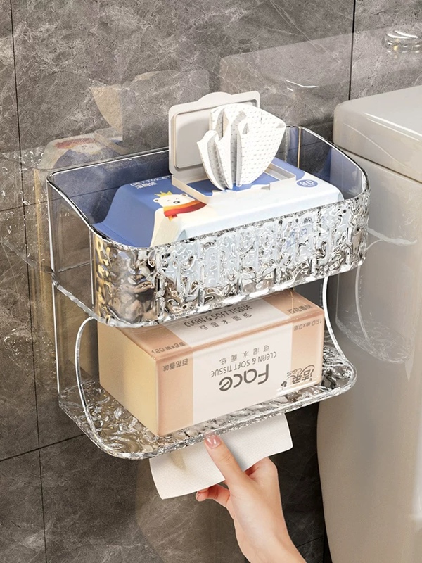 Hộp lưu trữ khăn mặt treo tường, hộp đựng giấy vệ sinh, hộp đựng khăn giấy mềm cho phòng tắm mp46