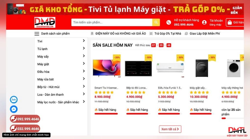 Kho điện máy gần Giải Phóng có những nhóm hàng nào?