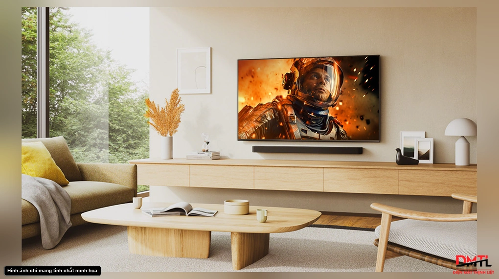 Minh họa bố cục sofa bàn trà và vị trí xem tivi trong phòng khách