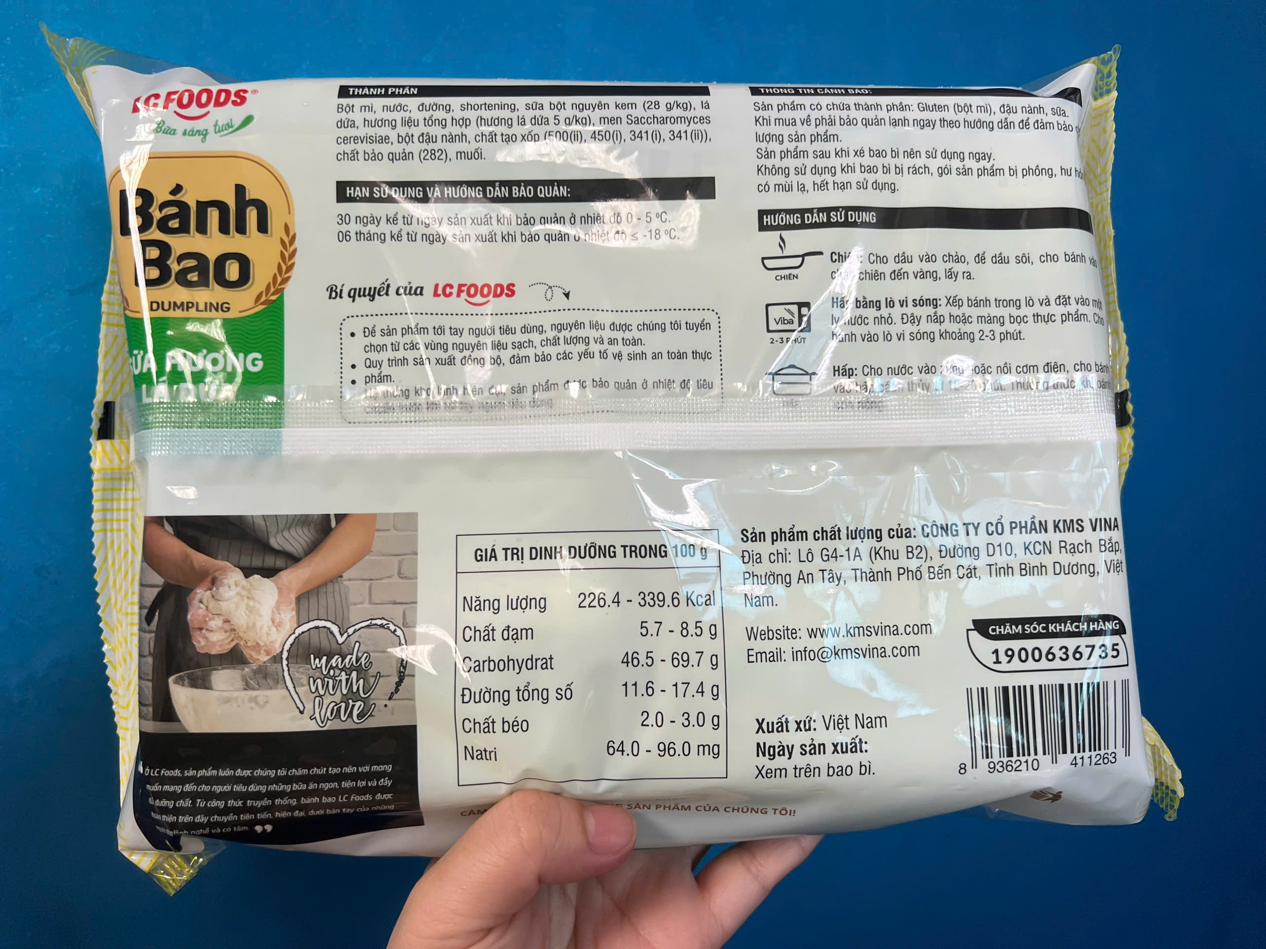 Bánh bao không nhân lá dứa (12c / 300g / Gói)