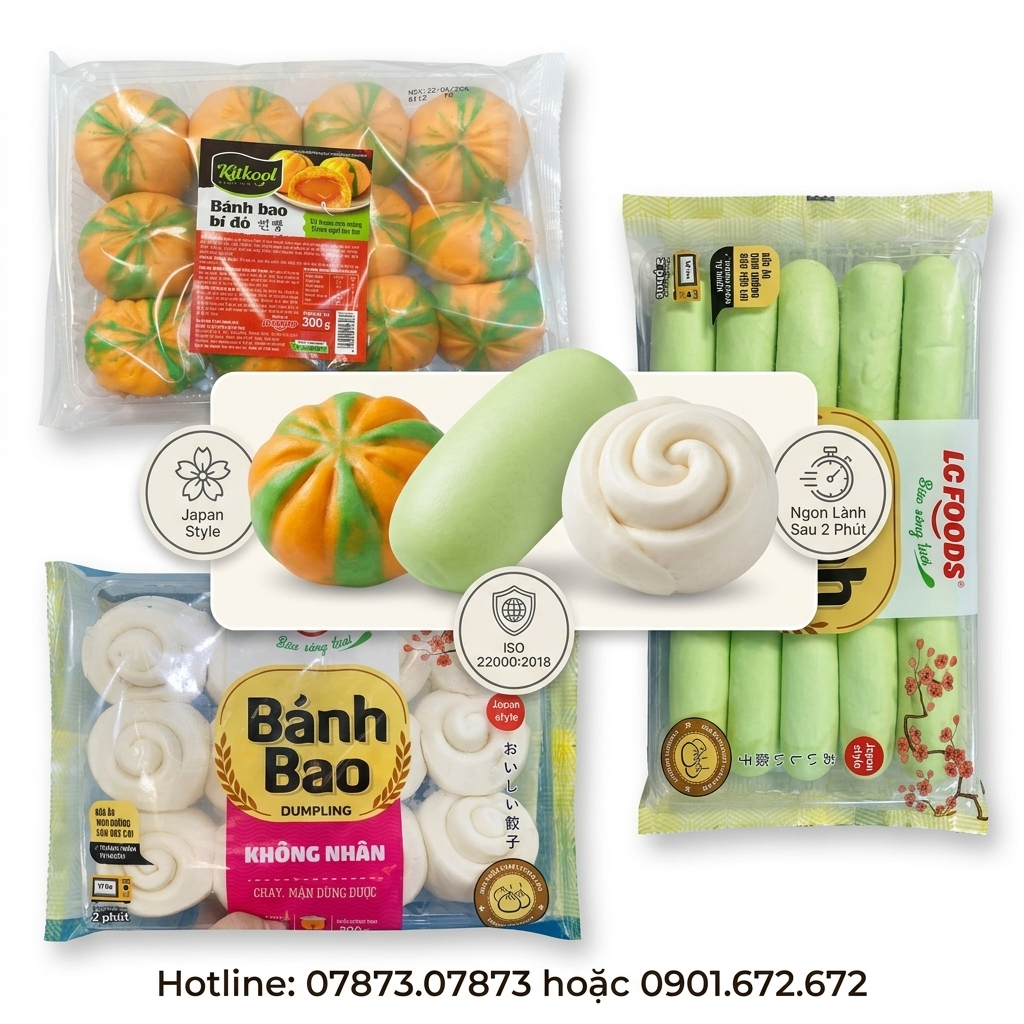 Bánh bao không nhân lá dứa (12c / 300g / Gói)