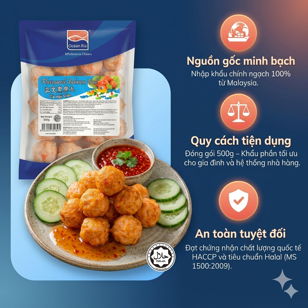 Cá hồi viên OceanRia (500g / Gói) - Tem xanh