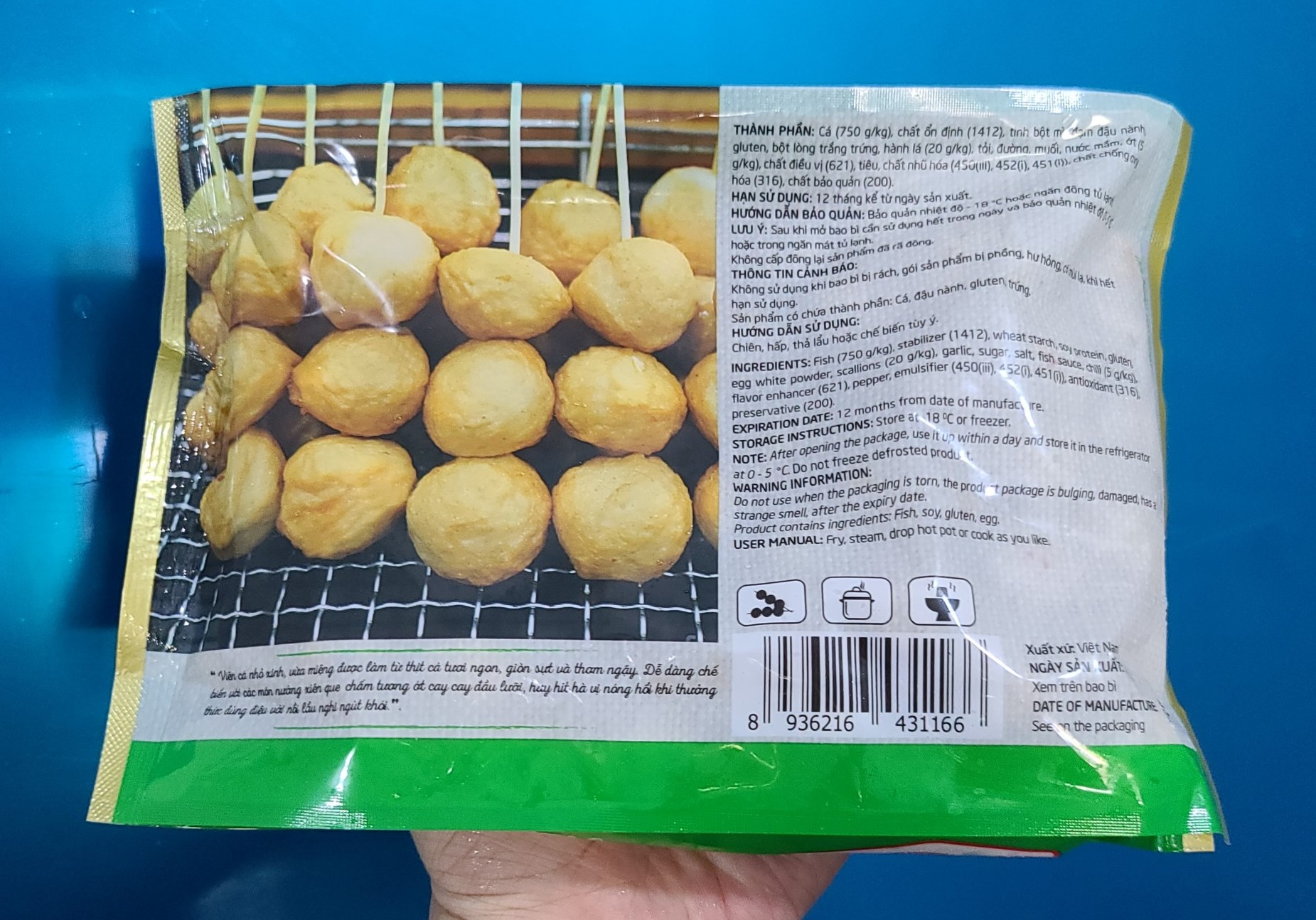 Cá viên hành ớt LC (55v / 500g / Gói)