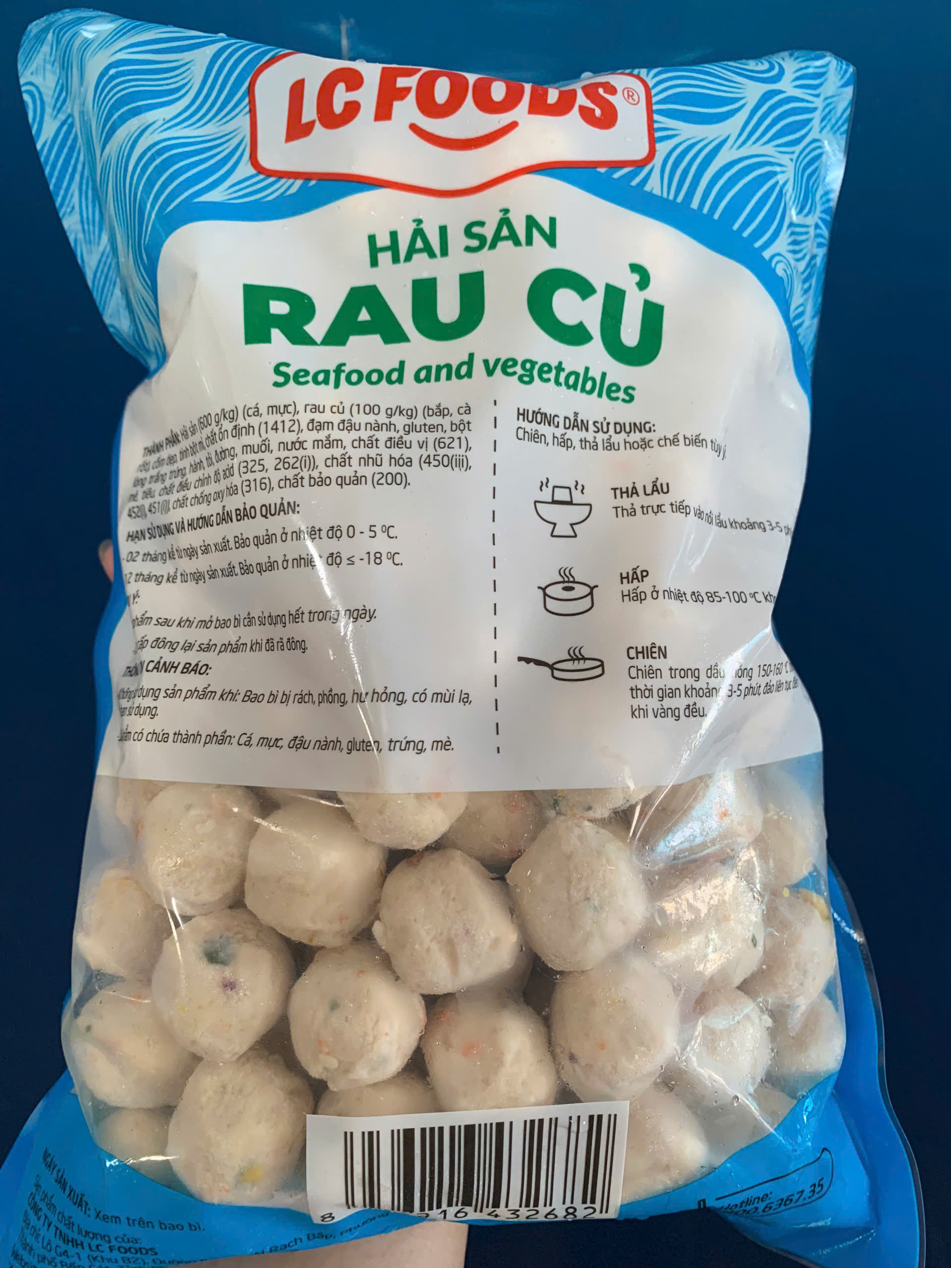 Cá viên rau củ LCF (160v / 1kg / Gói)
