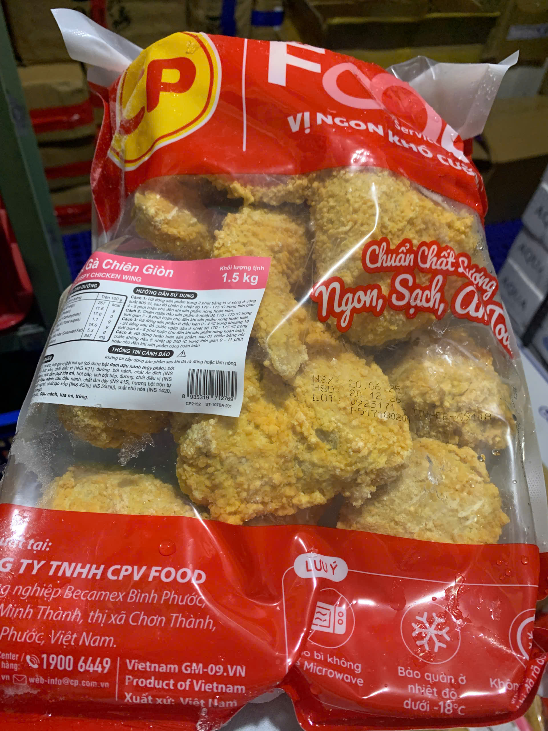 Cánh gà rán CP size lớn (1.5kg / Gói)